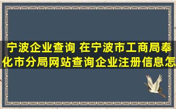 宁波企业查询 在宁波市工商局奉化市分局网站查询企业注册信息怎么查啊